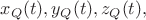 $x_Q(t),y_Q(t),z_Q(t),$ $x_Q(t),y_Q(t),z_Q(t),$