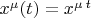 $x^\mu(t)=x^{\mu\,t}$