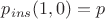 $p_{ins}(1, 0)=p$ $p_{ins}(1, 0)=p$