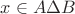 $x\in A\Delta B$