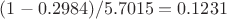 $(1-0.2984)/5.7015=0.1231$