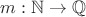 $m: \mathbb{N} \to \mathbb{Q}$