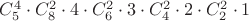 $C_5^4\cdot C_8^2 \cdot 4 \cdot C_6^2 \cdot 3 \cdot C_4^2 \cdot 2 \cdot C_2^2 \cdot 1$