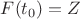 $F(t_0)=Z$
