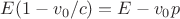 $E(1-v_0/c)=E-v_0p$