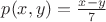 $p(x,y) = \frac{x-y}{7}$ $p(x,y) = \frac{x-y}{7}$