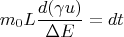 $$m_0 L \frac {d(\gamma u)} {\Delta E} = dt$$