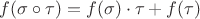 $f(\sigma \circ \tau) = f(\sigma) \cdot \tau + f(\tau)$