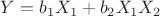 $Y=b_1X_1+b_2X_1X_2$