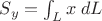 ${S}_{y}=\int_{L}x\;dL$