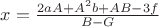 $x=\frac{2 a A+A^2 b+A B-3 f}{B-G}$