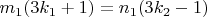 $m_{1}(3k_{1}+1)=n_{1}(3k_{2}-1)$