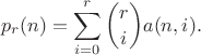 $$p_r(n) = \sum\limits_{i=0}^{r}\binom{r}{i}a(n,i).$$