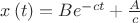 $\[x\left( t \right) = B{e^{ - ct}} + \frac{A}
{c}\]
$
