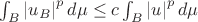 $\int_{B}\left|u_{B}\right|^pd\mu \leq c\int_{B}\left|u\right|^pd\mu$