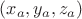 $(x_a, y_a, z_a)$