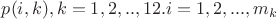 $p(i,k),k=1,2,..,12. i=1,2,...,m_k$