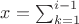$x=\sum_{k=1}^{i-1}$