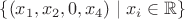 $\{(x_1,x_2,0,x_4)\mid x_i\in\mathbb R\}$