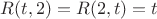 $R(t, 2) = R(2, t) = t$