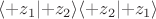$\langle+z_1\lvert+z_2\rangle\langle+z_2\lvert+z_1\rangle$ $\langle+z_1\lvert+z_2\rangle\langle+z_2\lvert+z_1\rangle$
