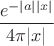 $\displaystyle\frac{e^{-|a||x|}}{4\pi |x|}$