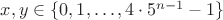 $x,y \in \{0,1,\dots,4 \cdot 5^{n-1}-1 \}$