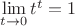 $\mathop{\lim}\limits_{t\to0}t^t=1$