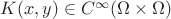 $K(x,y) \in C^{\infty}(\Omega \times \Omega)$