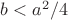 $b<a^2/4$