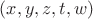 $(x,y,z,t,w)$