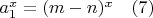 $a_1^x=(m-n)^x \quad (7)$