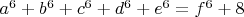 $a^6+b^6+c^6+d^6+e^6=f^6+8$