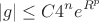 $$
|g|\le C 4^n e^{R^p}
$$