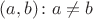 $(a, b)\colon a\ne b$
