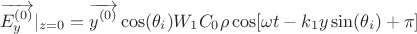 $$\overrightarrow{E^{(0)}_y}\rvert_{z=0}=\overrightarrow{y^{(0)}}\cos(\theta_i)W_1C_0\rho\cos[\omega t-k_1y\sin(\theta_i) +\pi]$$
