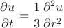 $$\frac{\partial u}{\partial t}=\frac{1}{3}\frac{\partial^2 u}{\partial r^2}$$