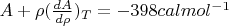 $A+\rho (\frac{dA}{d\rho$$})_T = - 398 cal mol^{-1}$