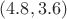 $(4.8, 3.6)$