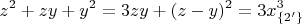 $$z^2+zy+y^2 = 3zy + (z-y)^2 = 3x_{ \{2' \}}^3$$