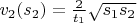 $v_2(s_2) = \frac{2}{t_1} \sqrt{s_1 s_2}$