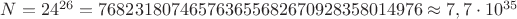 $N=24^{26}=768 231 807 465 763 655 682 670 928 358 014 976\approx 7,7\cdot 10^{35}$