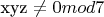 xyz \ne0mod7