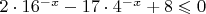 $2\cdot16^{-x}-17\cdot4^{-x}+8\leqslant0$