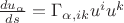 $\frac{du_\alpha}{ds}=\Gamma_{\alpha,ik}u^{i}u^{k}$