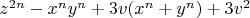 $z^{2 n}-x^n y^n+3 v (x^n+y^n)+3 v^2$