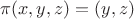 $\pi(x, y, z) = (y, z)$