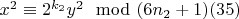 $x^2\equiv 2^{k_2}y^2\mod (6n_2 + 1) \engo(35)$