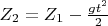 $Z_2 = Z_1 - \frac{g t^2}{2}$