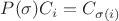$P(\sigma)C_i=C_{\sigma(i)}$